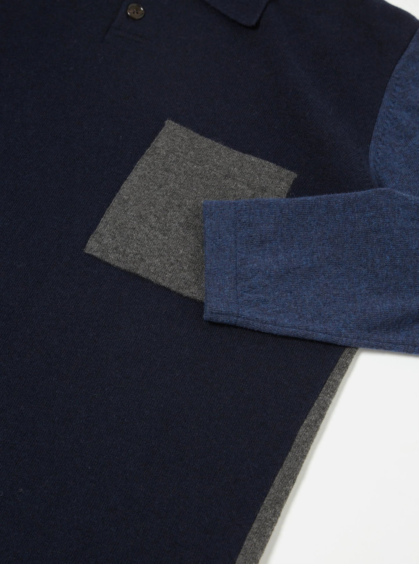 Universal Works Mixed Newlyn Polo Navy/Indigo Mix