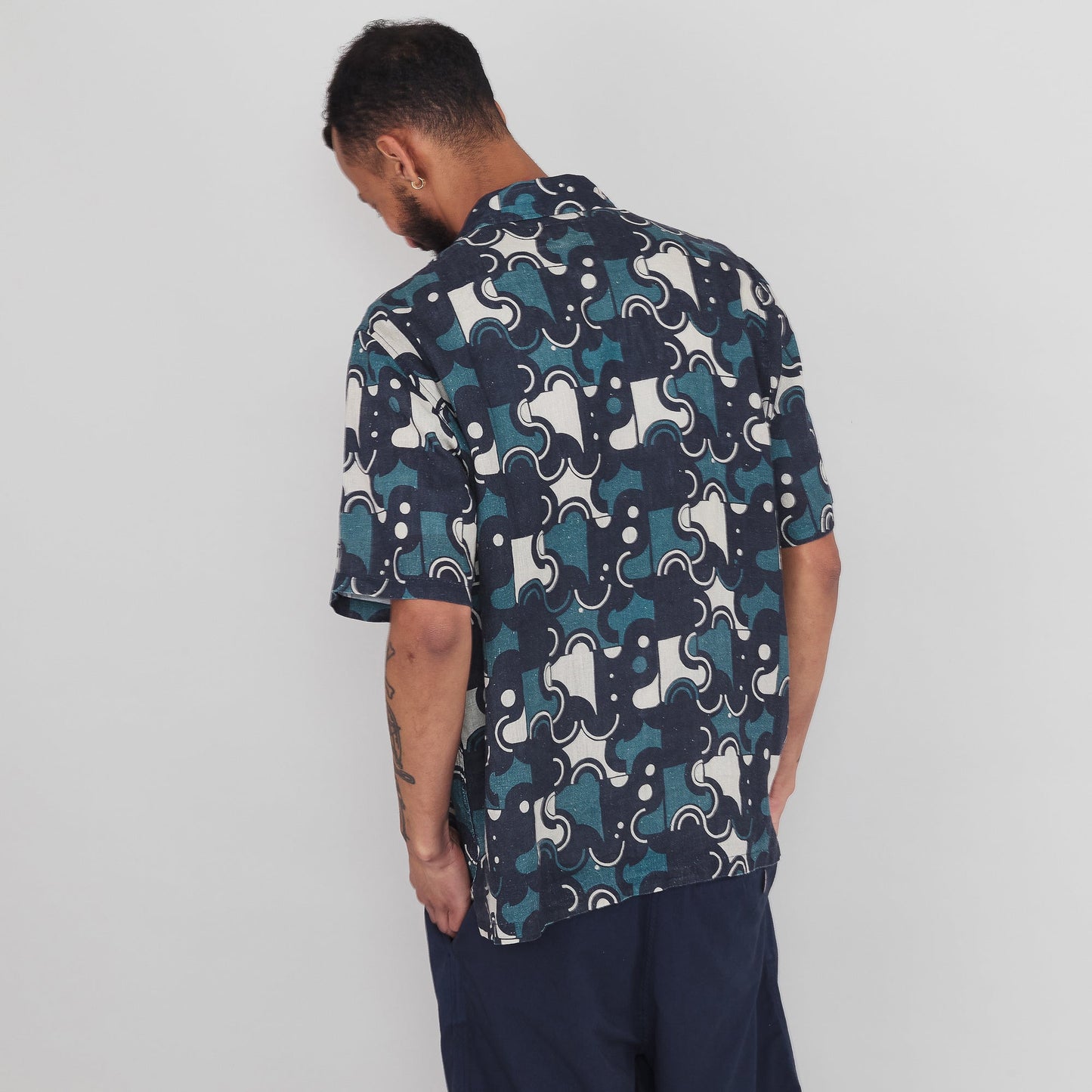 Folk Gabe Shirt Coil Print Indigo