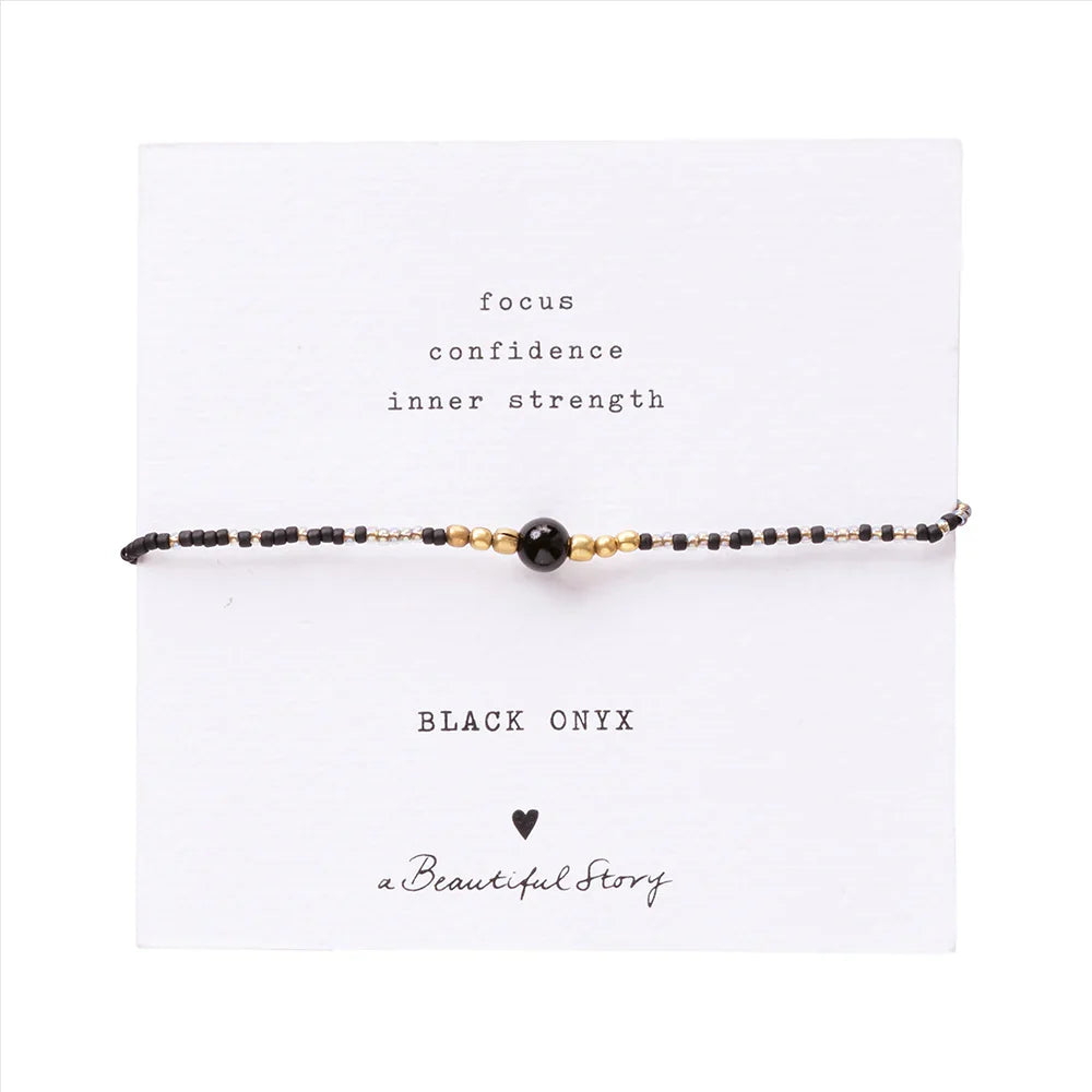A Beautiful Story Black Onyx Gold Colored Bracelet