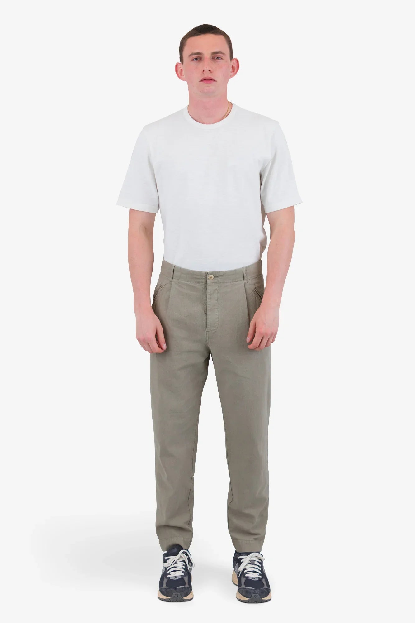 Folk Drawcord Assembly Pant Sage Cotton Linen