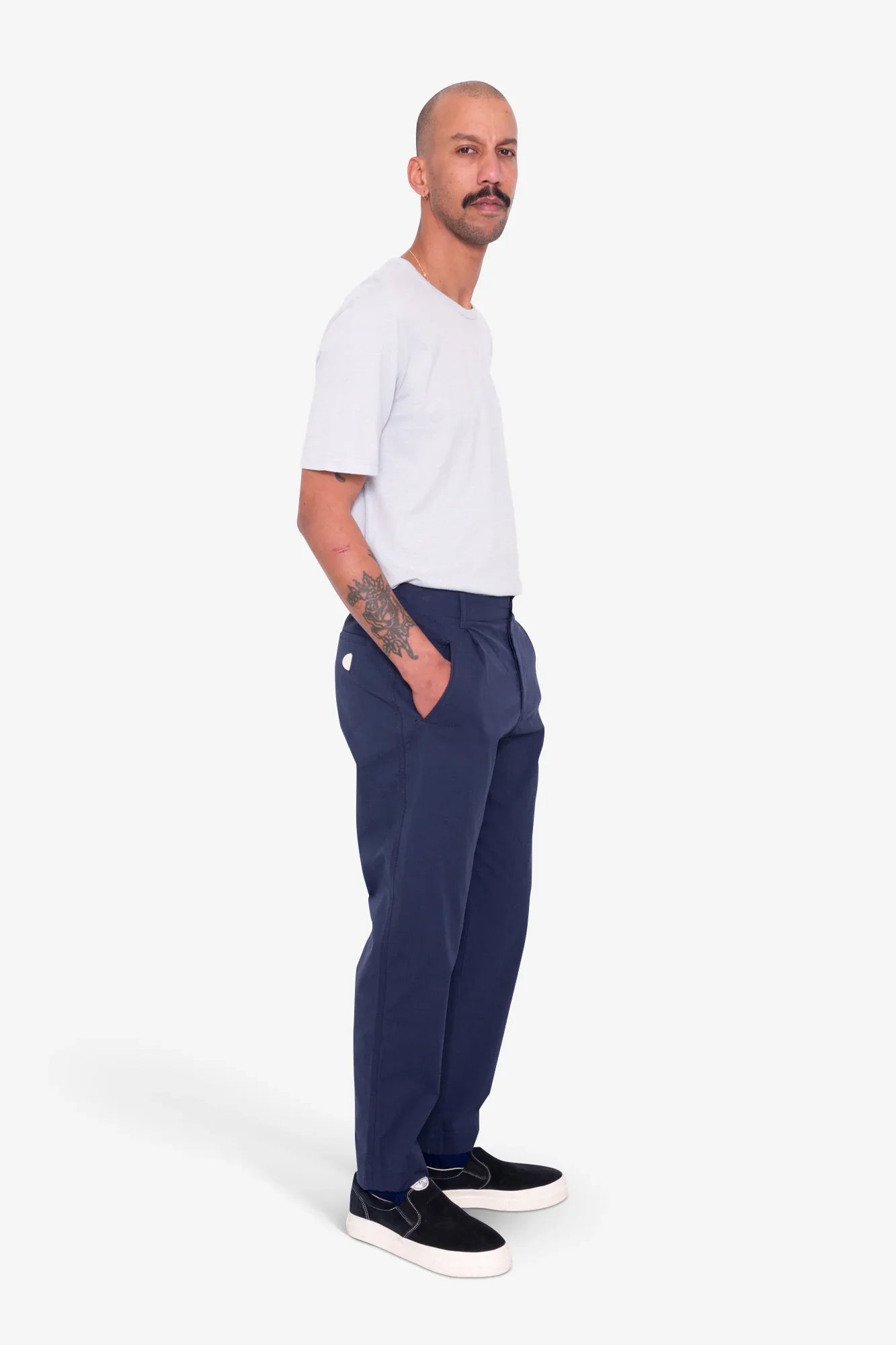 Folk Assembly Pant Navy Seersucker