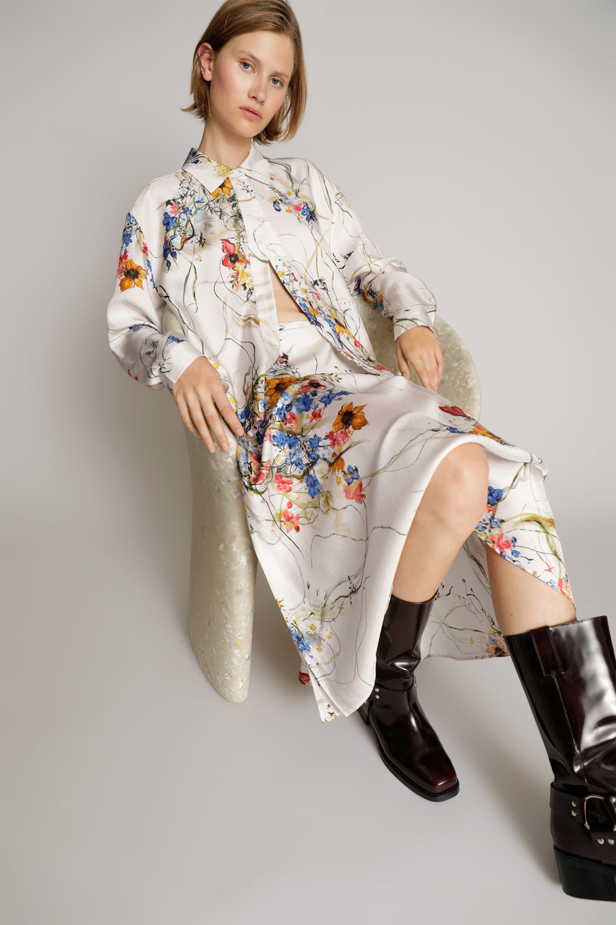 Munthe Carson Silk Skirt Crème