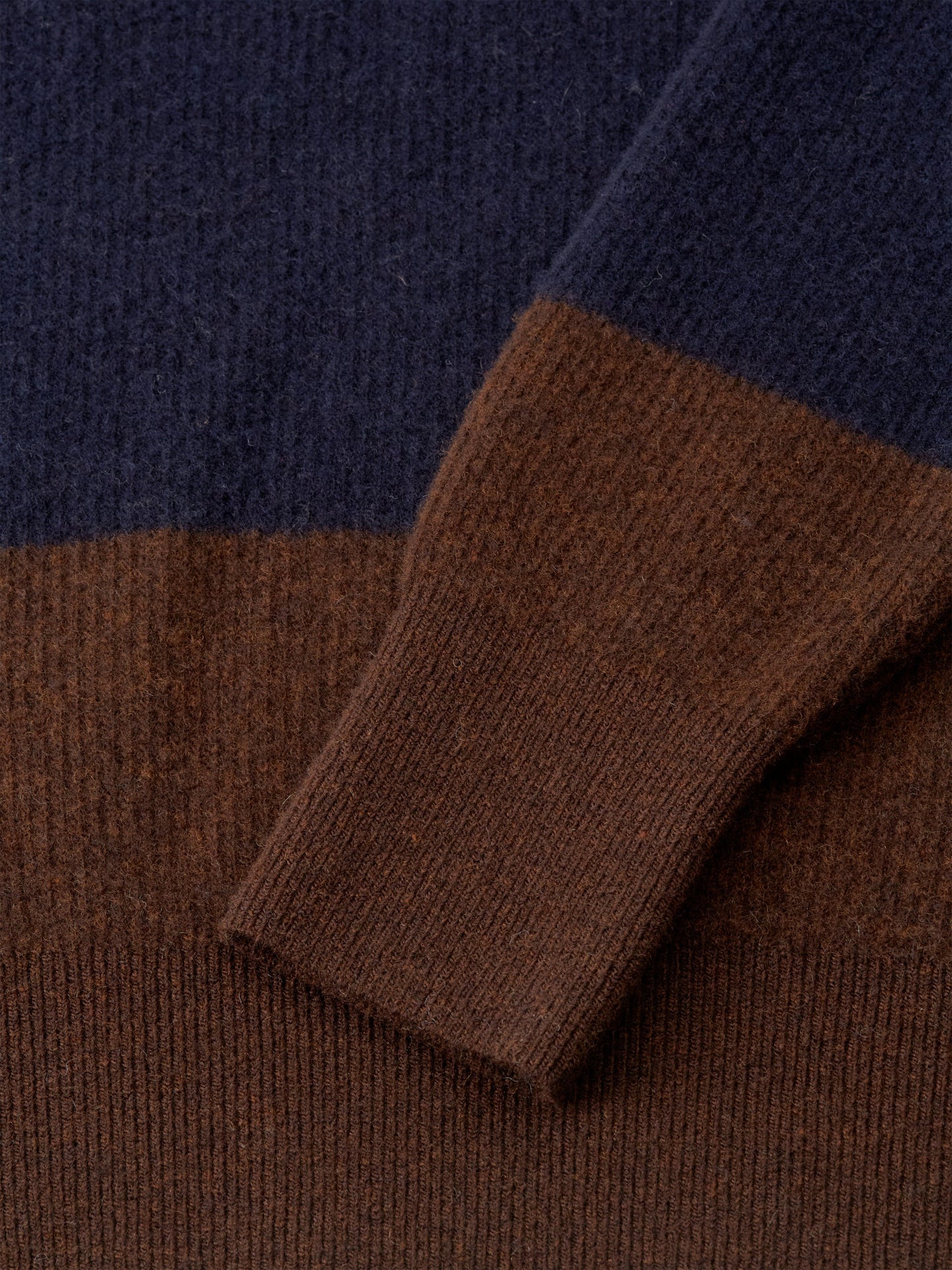 Oliver Spencer Wren Knitted Polo Shirt Navy/Brown