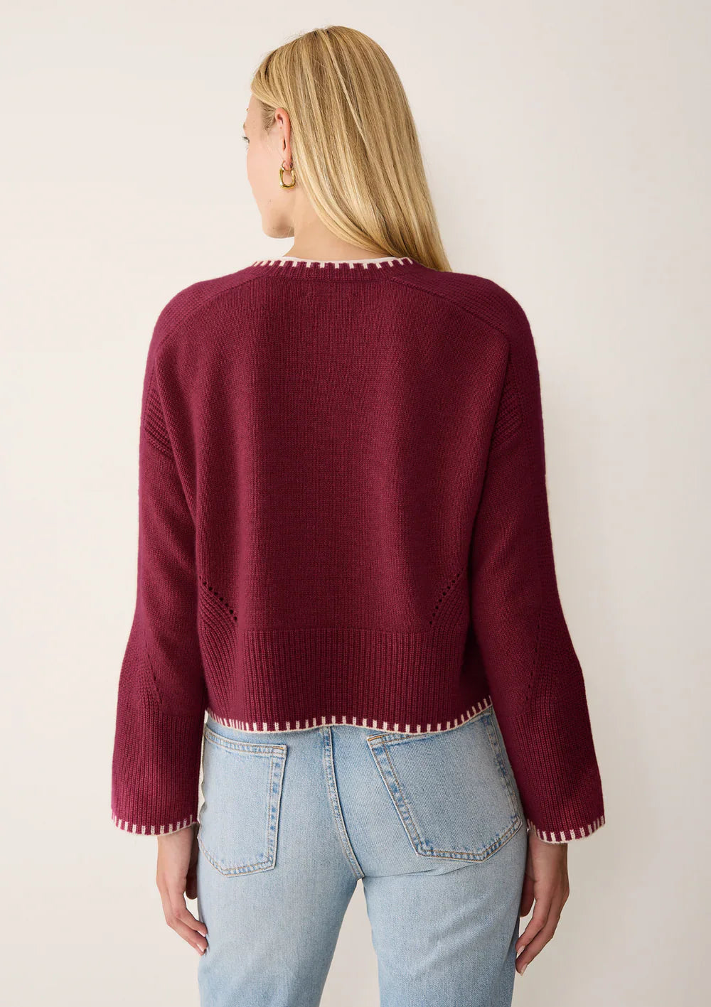 Loop Cashmere Blanket Stitch Cardigan Barolo