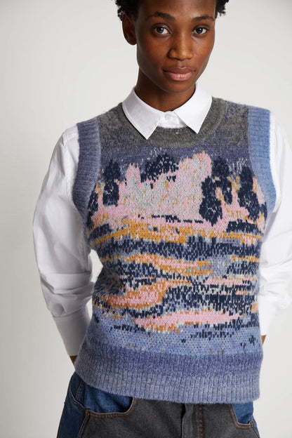 Munthe Spacy Knitted Vest Blue