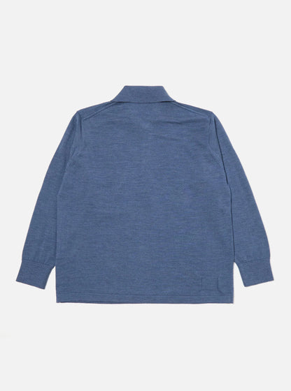 Universal Works Merino L/S Pullover Knit Shirt Airforce Blue