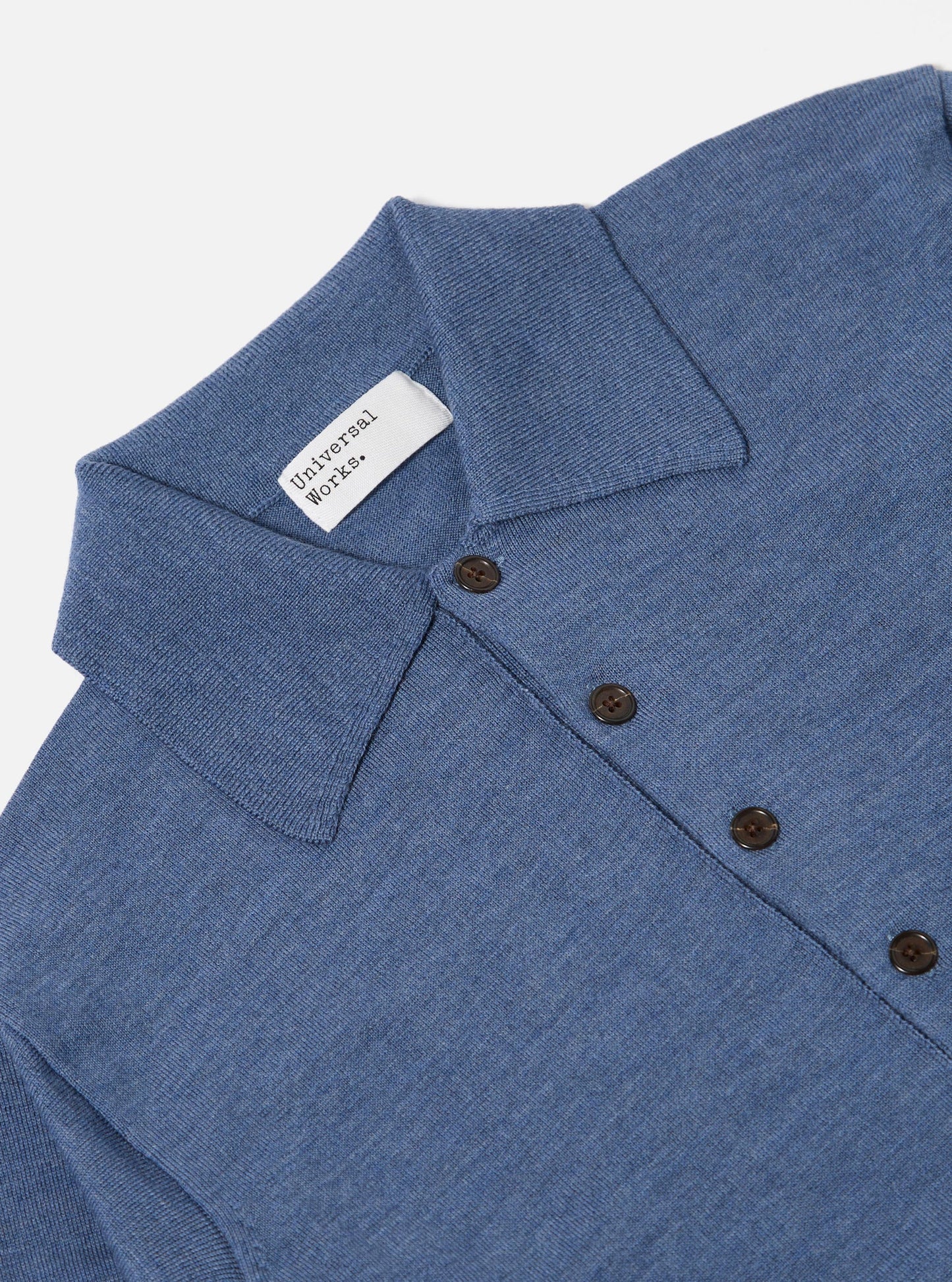 Universal Works Merino L/S Pullover Knit Shirt Airforce Blue