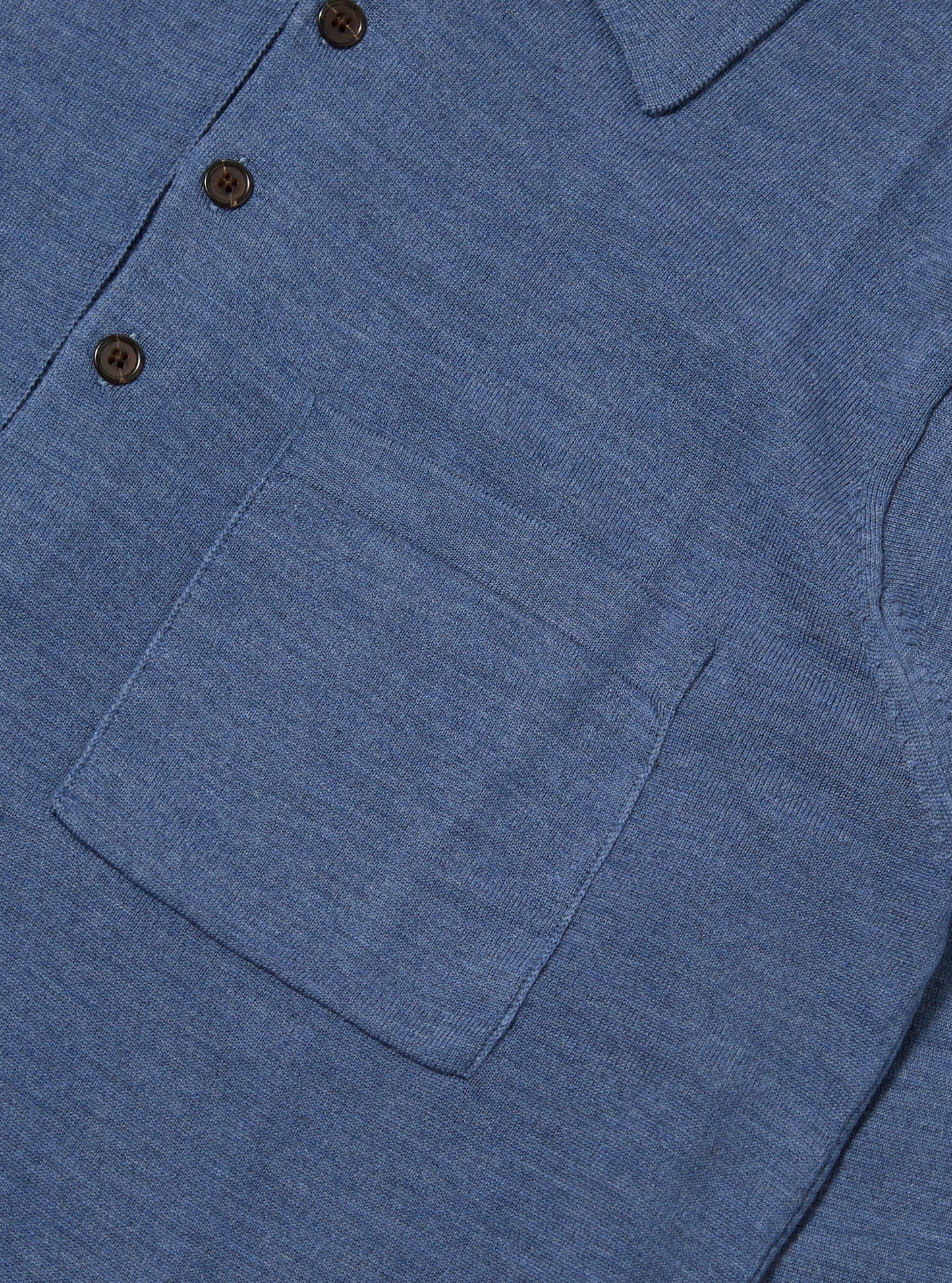 Universal Works Merino L/S Pullover Knit Shirt Airforce Blue