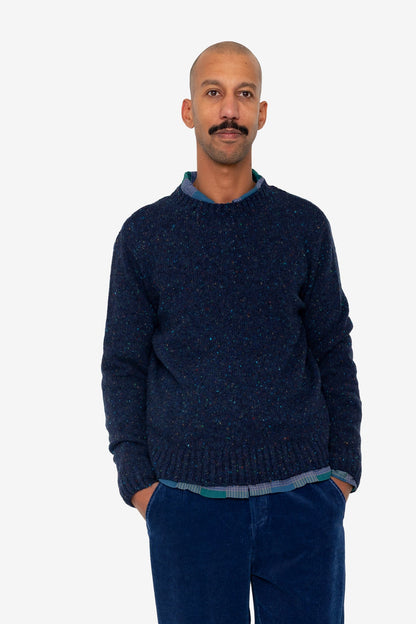 Folk Chain Crew Navy Speckle