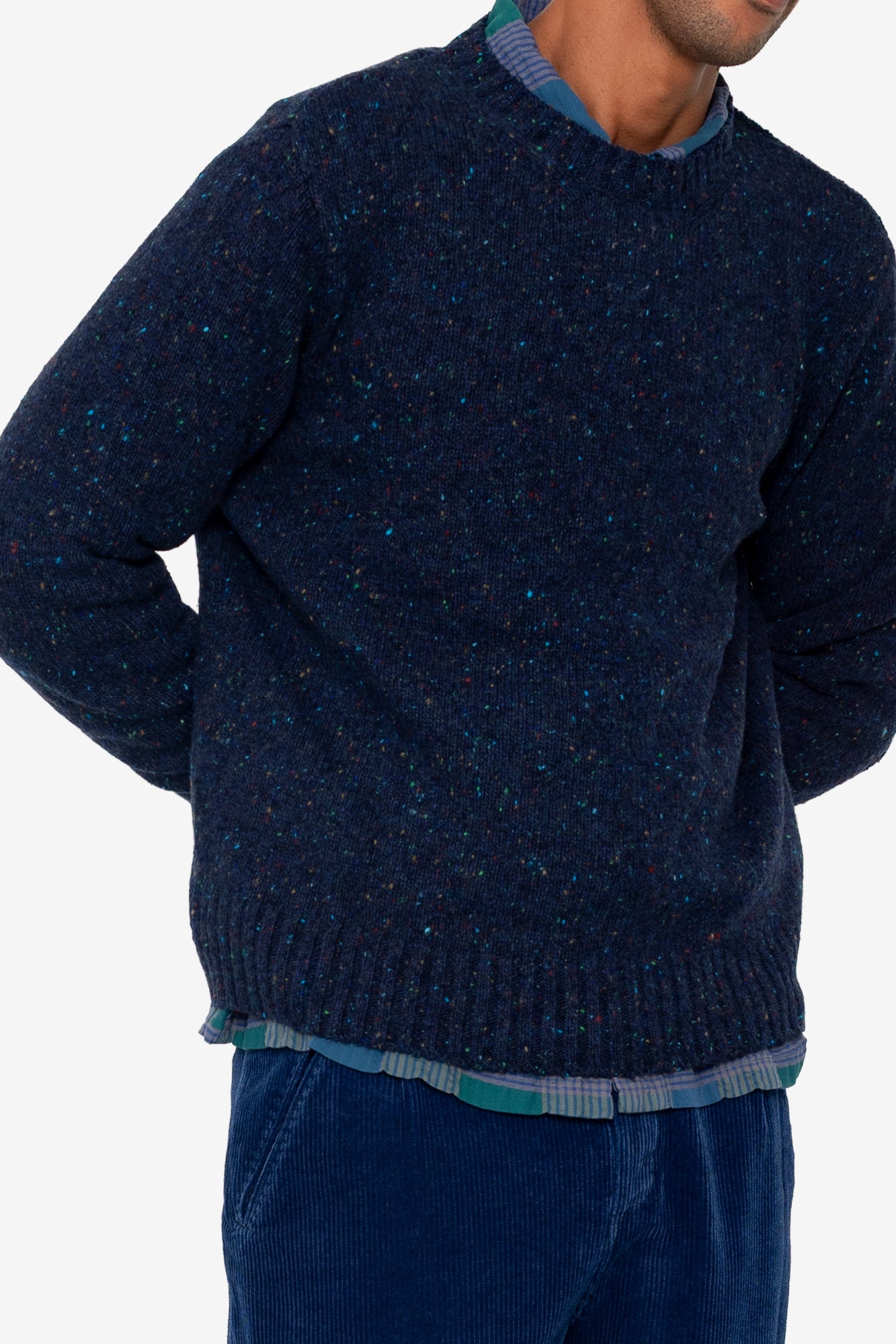 Folk Chain Crew Navy Speckle