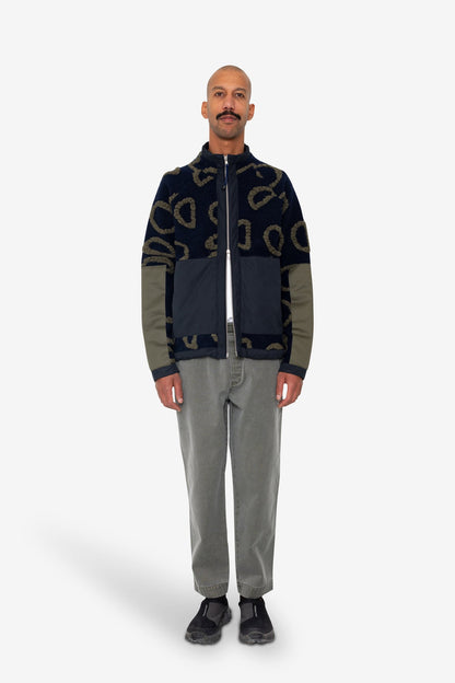 Folk Signal Fleece - Navy Circle Jacquard