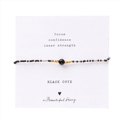 A Beautiful Story Black Onyx Gold Colored Bracelet