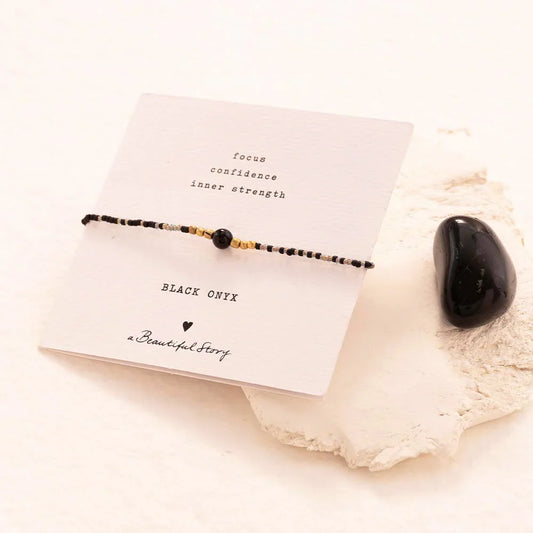 A Beautiful Story Black Onyx Gold Colored Bracelet