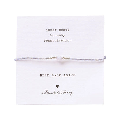 A Beautiful Story Iris Card Blue Lace Agate Silver Colored Bracelet
