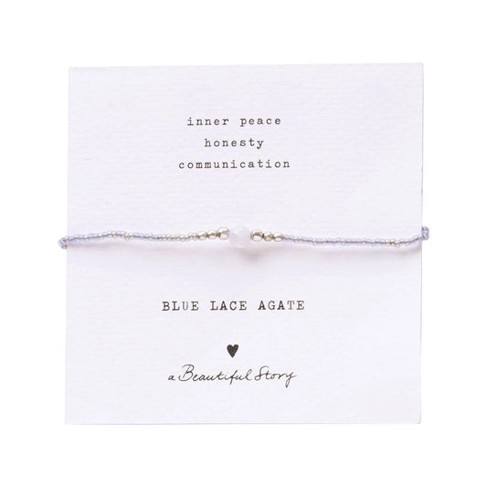 A Beautiful Story Iris Card Blue Lace Agate Silver Colored Bracelet