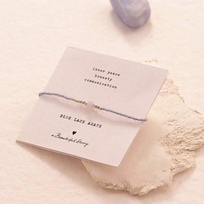 A Beautiful Story Iris Card Blue Lace Agate Silver Colored Bracelet