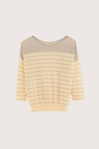 Bellerose Neep Boat Neck Sweater Ivory Grey Stripe