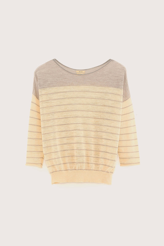 Bellerose Neep Boat Neck Sweater Ivory Grey Stripe