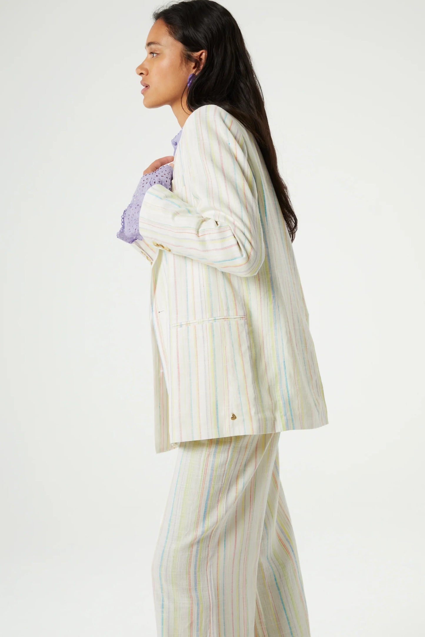 Fabienne Chapot Roger Striped Blazer Lime Light
