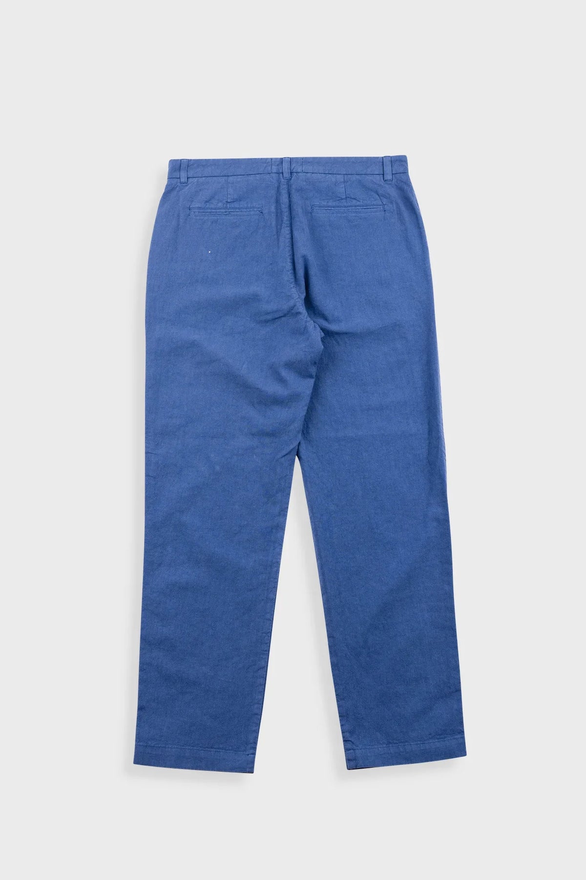 Folk Cotton Linen Trouser Fixed Waistband Woad