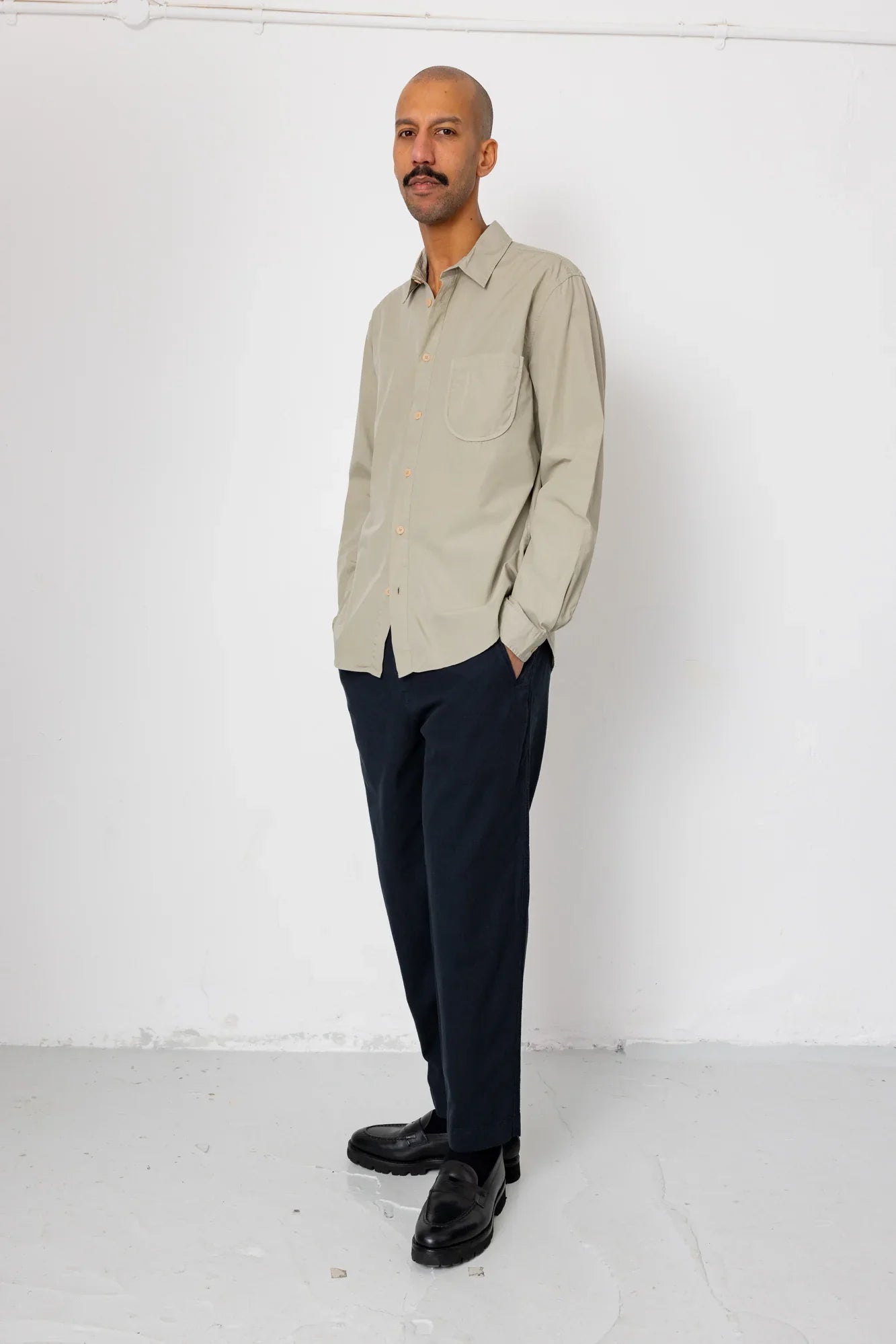 Folk Curve Shirt Silver Sage