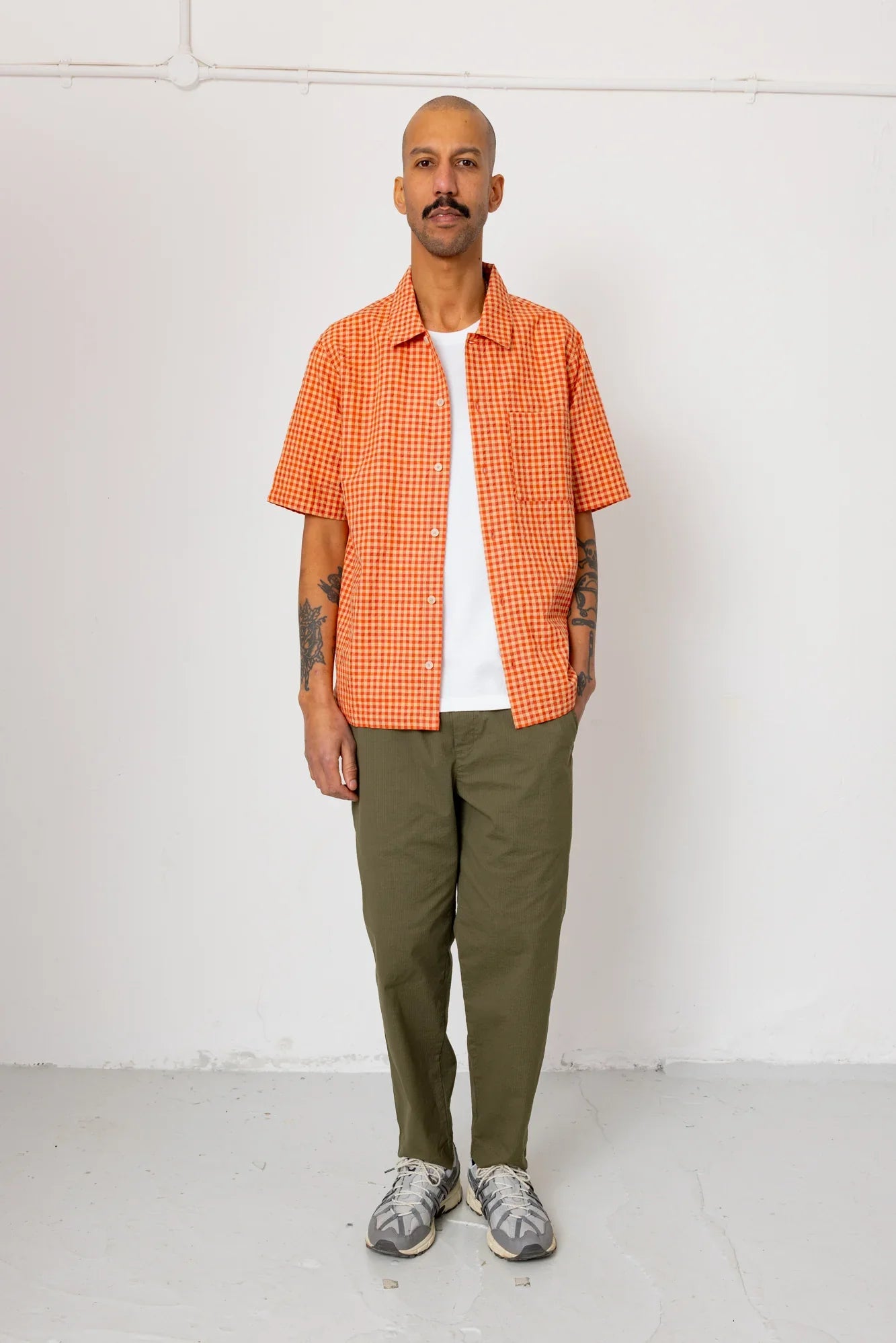 Folk Assembly Pant Drawcord Dark Olive Seersucker