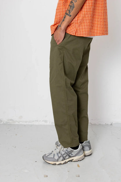 Folk Assembly Pant Drawcord Dark Olive Seersucker