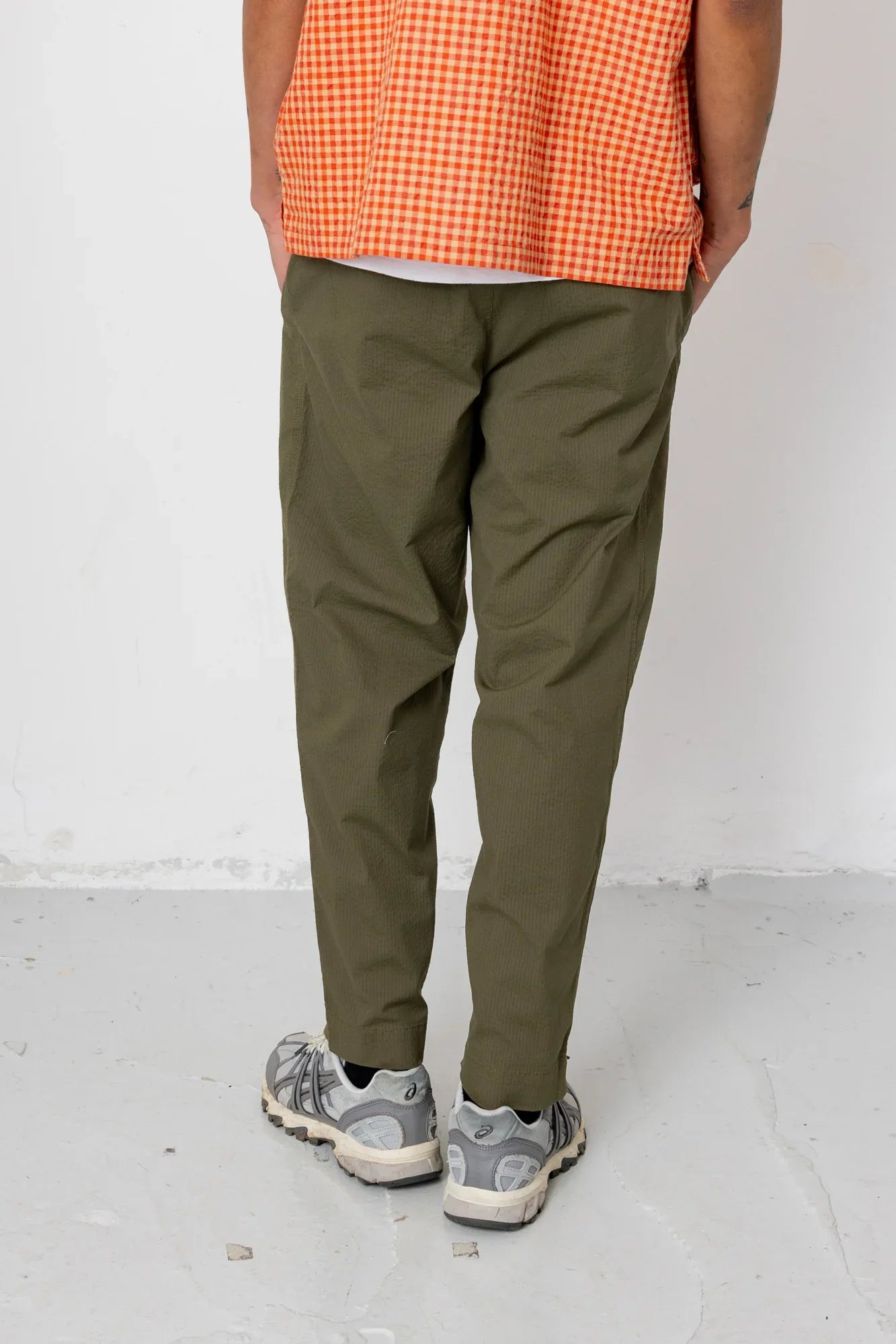 Folk Assembly Pant Drawcord Dark Olive Seersucker