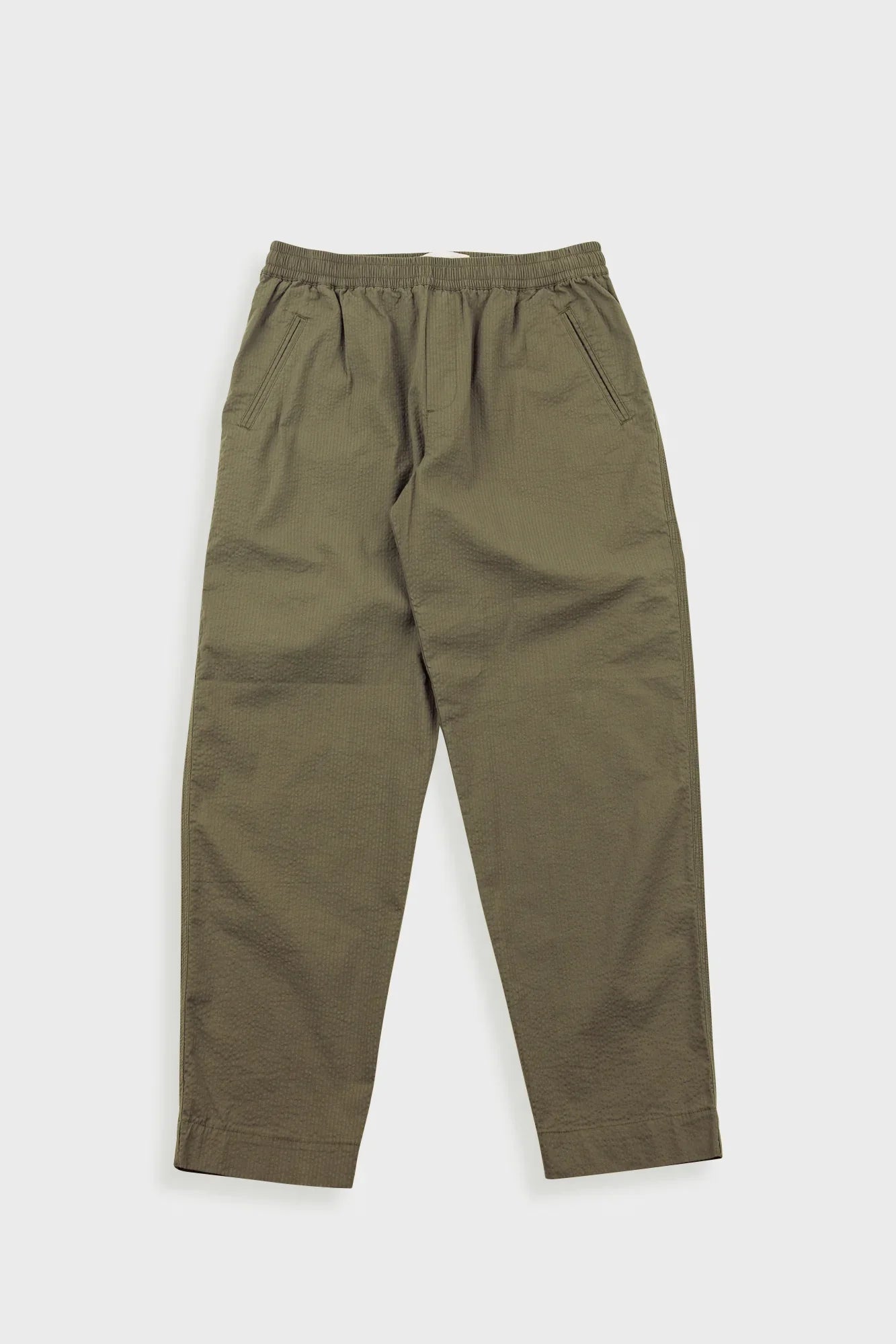 Folk Assembly Pant Drawcord Dark Olive Seersucker