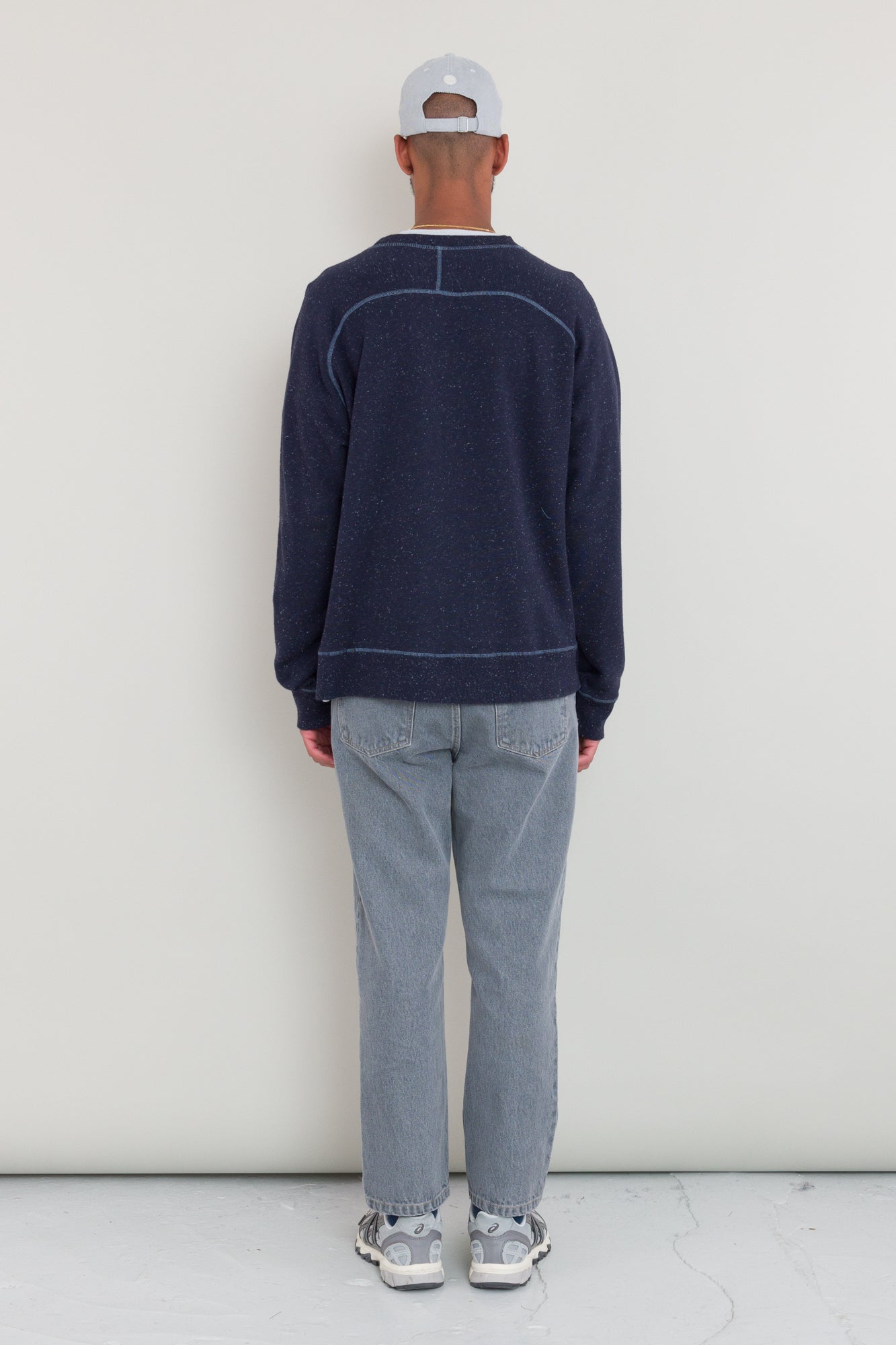 Folk Engineered Raglan Sweat - Mid Navy Nep