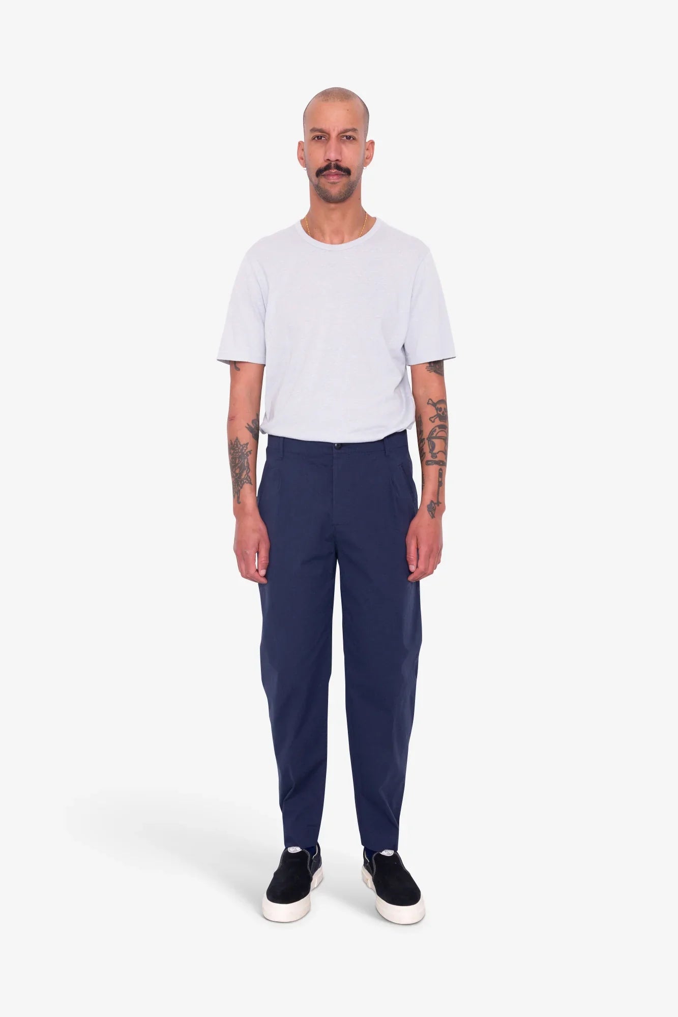 Folk Assembly Pant Navy Seersucker