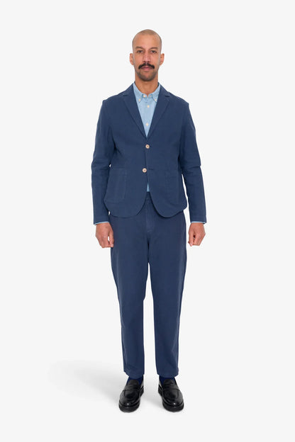 Folk Cotton Linen Blazer Soft Navy