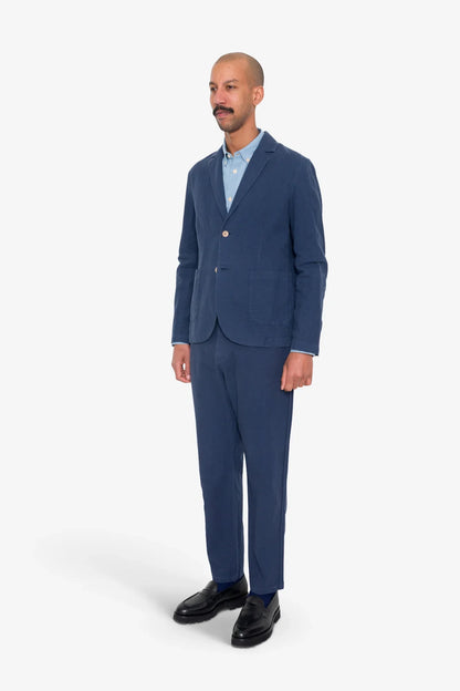 Folk Cotton Linen Blazer Soft Navy