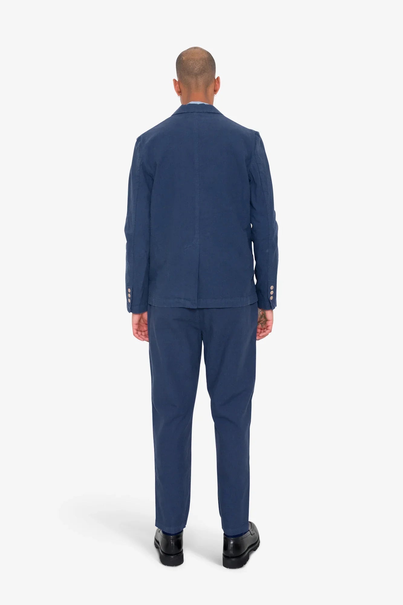 Folk Cotton Linen Blazer Soft Navy