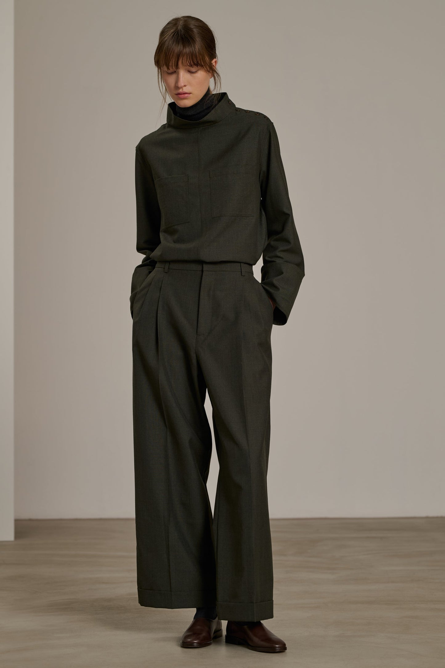 Soeur Watson Pleated Trousers Khaki
