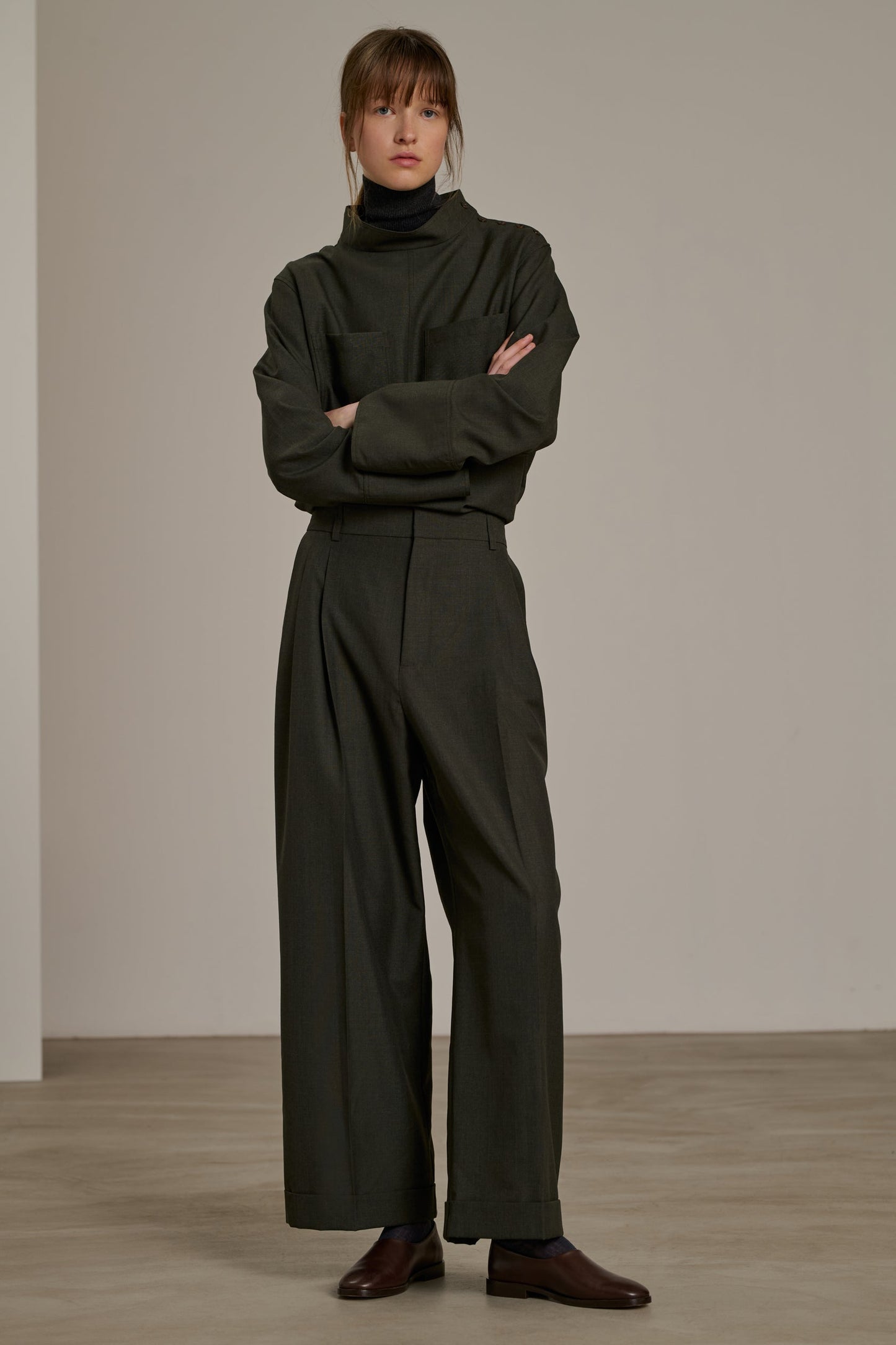 Soeur Watson Pleated Trousers Khaki