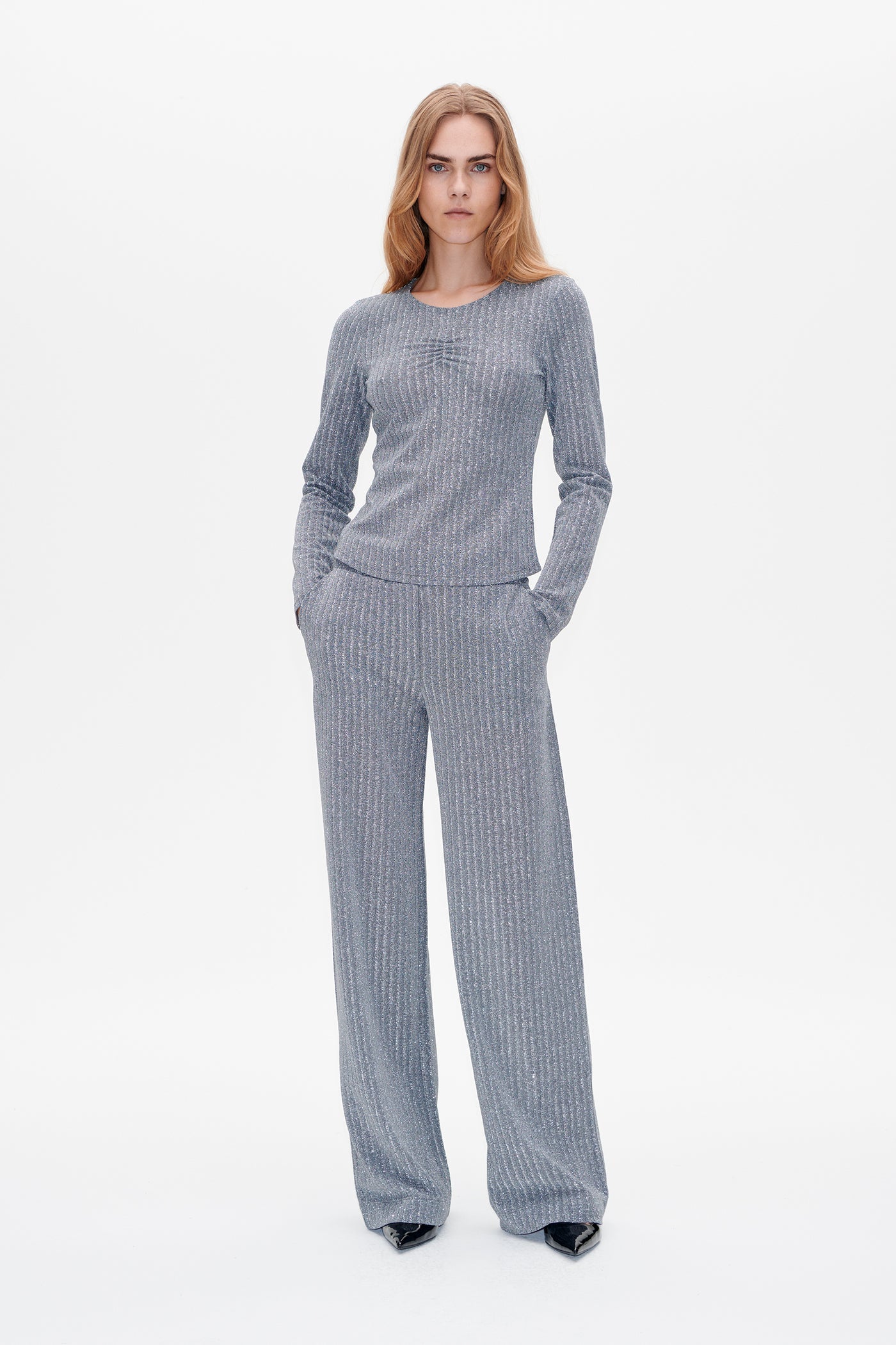 Baum Und Pferdgarten Jackai Silver Lurex Pinstripe Top