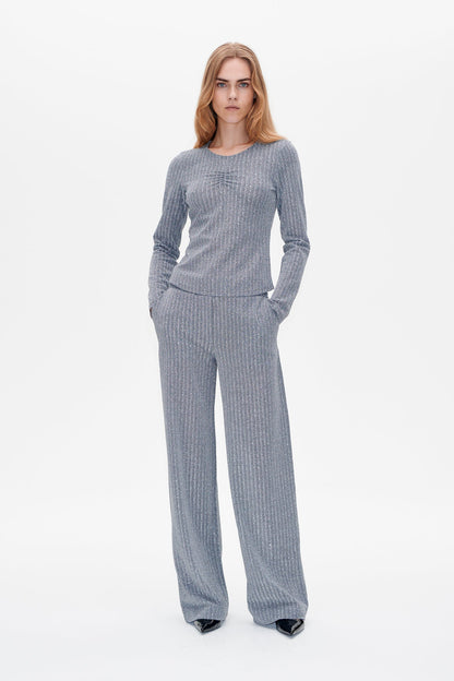 Baum Und Pferdgarten Jackai Silver Lurex Pinstripe Top