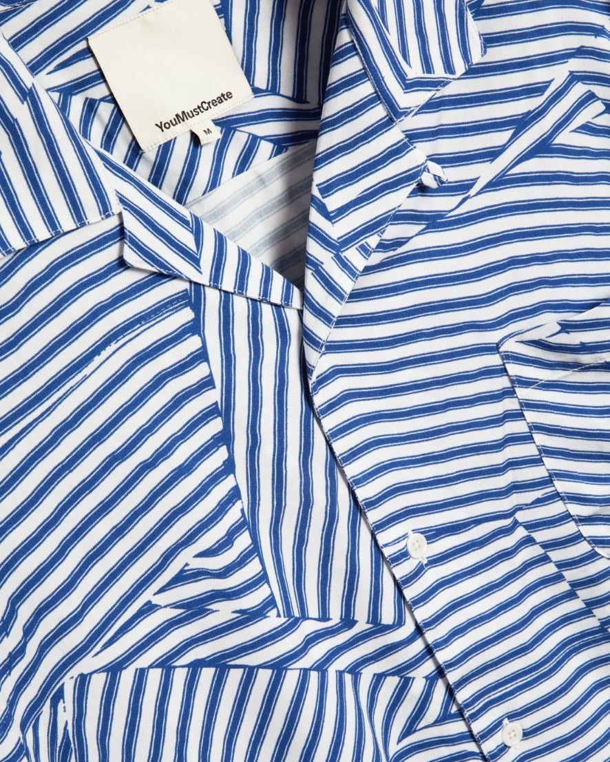 YMC Malik Shirt Blue & White