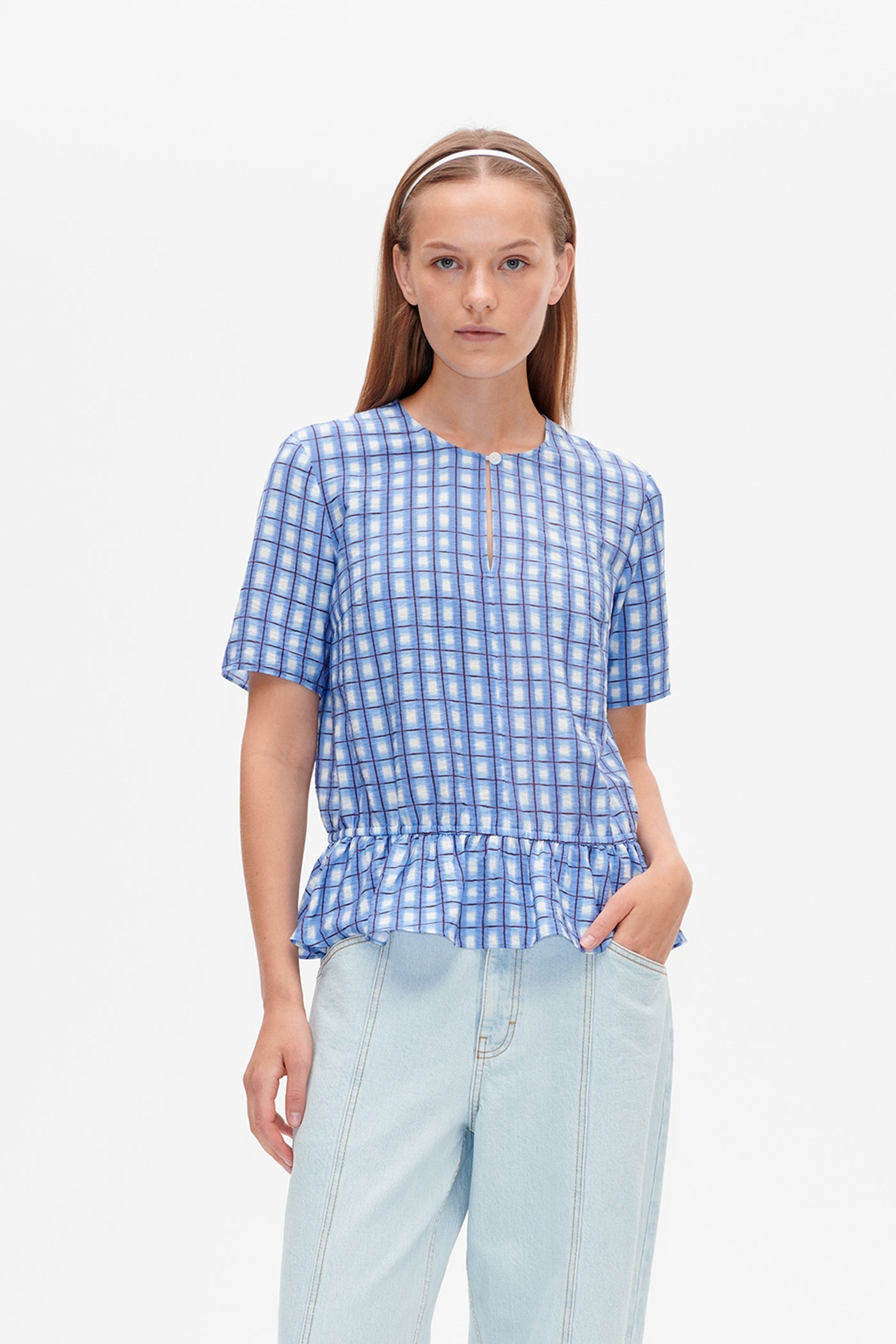 Baum Und Pferdgarten Marly Top Blue Painted Check