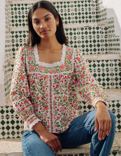Pink City Prints Fleur Blouse Peach Jaal