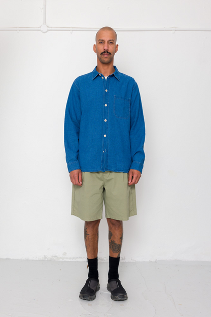 Folk Easy Fit Shirt Indigo Linen