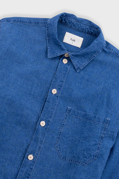 Folk Easy Fit Shirt Indigo Linen