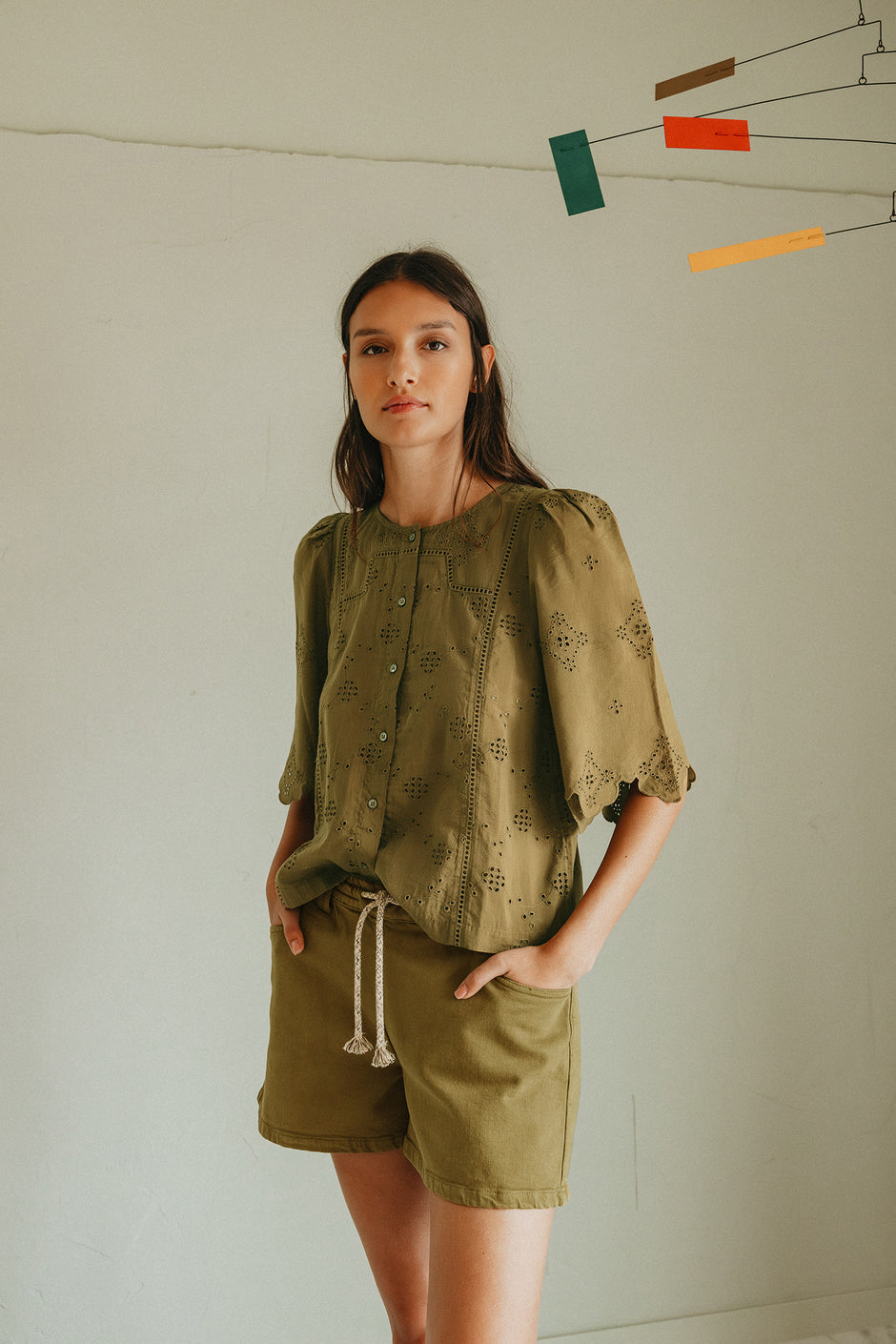 Indi & Cold Myla Khaki Bermuda Shorts