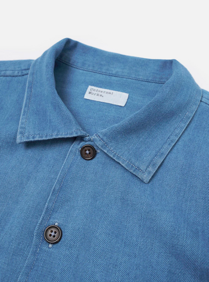 Universal Works Indigo Recycled Herringbone Attendant Shirt