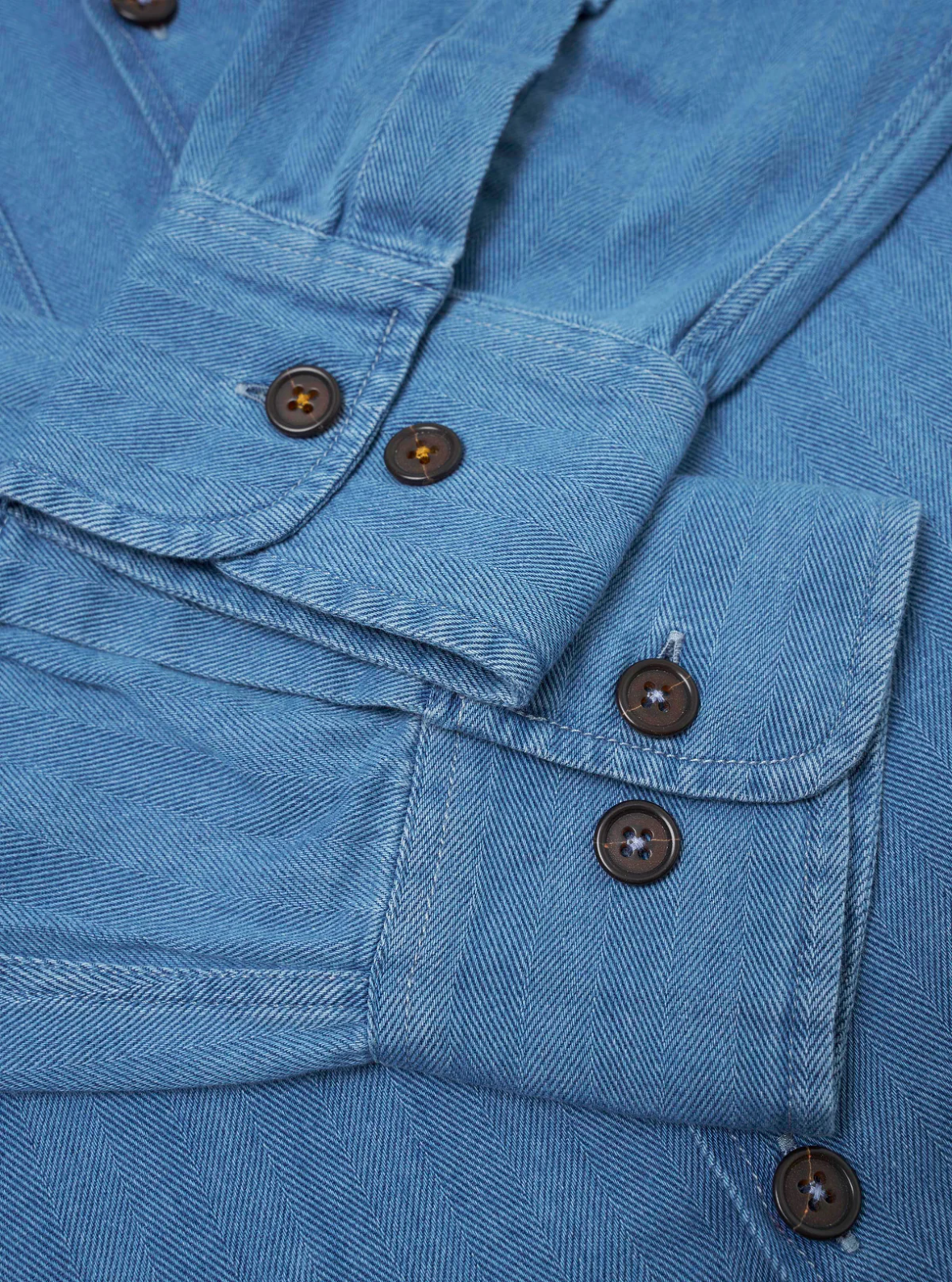 Universal Works Indigo Recycled Herringbone Attendant Shirt