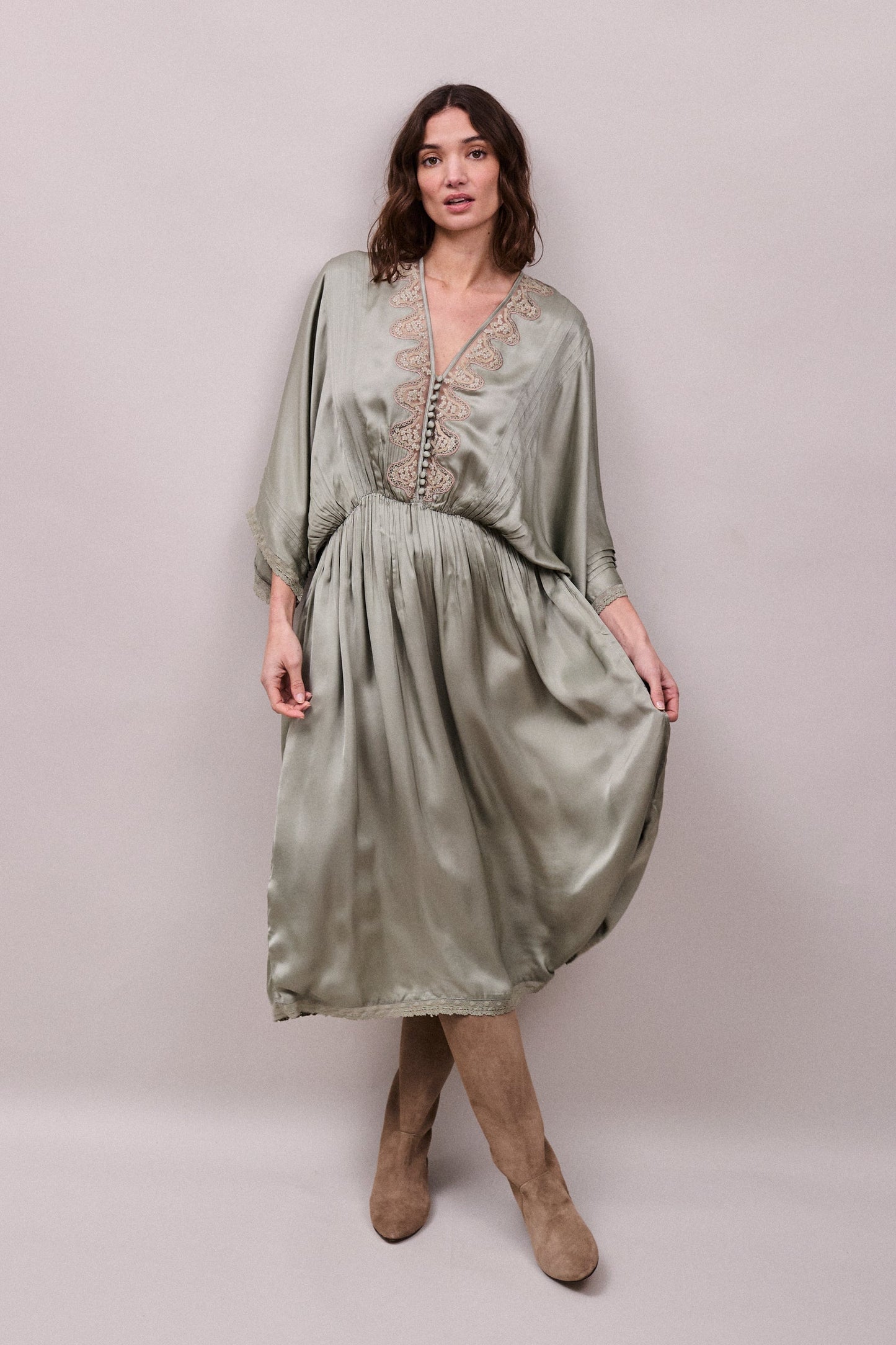 Faune Honeysuckle Dress - Sage
