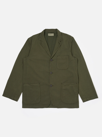 Universal Works Three Button Jacket Seersucker Olive