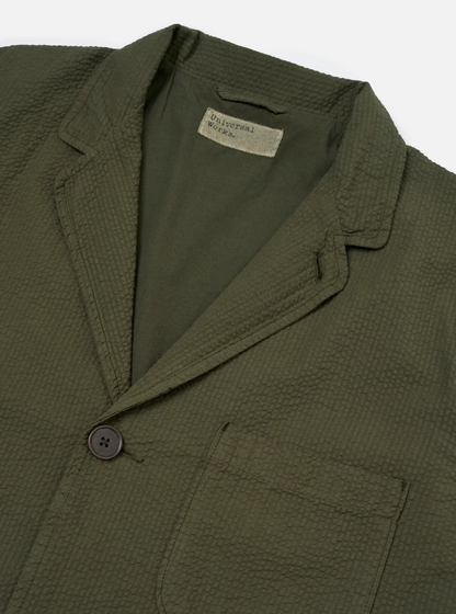 Universal Works Three Button Jacket Seersucker Olive