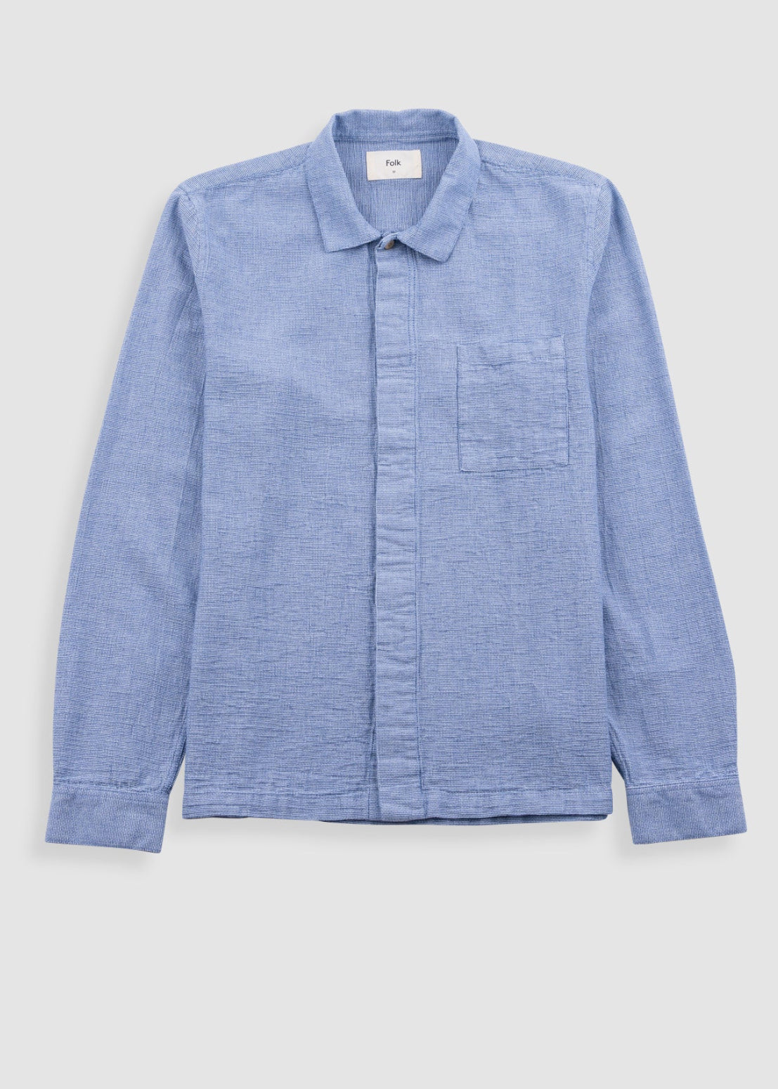 Folk Patch Shirt Light Indigo Basketweave